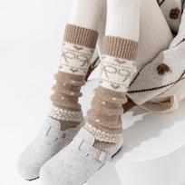 New 20% Wool Leg Warmers Autumn Winter Warm Knitted Foot Cover Knee Socks JK Lolita Girls Long Socks Stockings Women Leg Warmers 39 chaki
