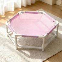 Folding Cat Elevated Bed Removable Pet Cool Nest Lightweight Pet Camping Bed  Outdoor rožinė