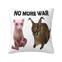 Big Floppa Caracal Cat Funny Meme Pillow Living Room Decoration Cute Cushion Decoration Salon Square Pillowcase Peach skin 18*18(CM)-1Pcs