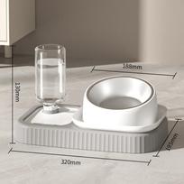 Automatic Pet Feeder Cat Food Bowl With Cat Water Fountain Puppy Slow Food Bowl for Dog Wet Dry Separation Cat Kibble Dispenser pilka