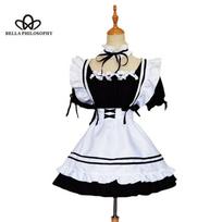 Japonijos Lolitos tarnaitės kostiumas Miela suknelė Cos Saldus tarnaitės kostiumas Lolitos vakarėlio Cosplay suknelė S juoda