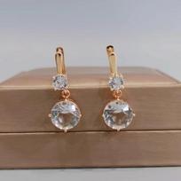 Transparent Round Crystal Zircon Drop Earrings for Women 2023 New Fashion Gold Color Wedding Engagement Party Jewelry Accessories balta