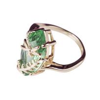 Transparent Rhinestone Ring Gemstone Emerald Faux Decor Dragonfly Ring for Wedding US 7 žalia
