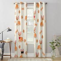 Cartoon Corgi Paws And Bones Window Curtains For Living Room Luxury Bedroom Decor Drapes Kitchen Window Treatments Curtains 135W x 60H(cm) x1