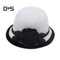 Moterų Retro Beanie 3D Gėlių Dekoras Kupolas Kontrastinga Spalva Trumpas Kraštas Šaltas Oras Šiluminė kepurė Pažintys Pirkinių Vakarėlio galvos apdangalai pilka