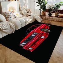 Classical Retro Racing Car Area Rug Carpet Mat for Bedroom Living Room Vintage Cars Floor Mats Home Decor Non-Slip Door Pad Rugs 40X60cm-16x24in brown