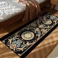 European Style Black Golden Bedroom Bedside Carpet Living Room Decoration Home Long Rugs Washable Non-slip Plush Floor Mat Soft 60*160cm