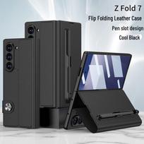 Samsung Z Fold7 Business Leather Flip Case: Full Coverage, Creative Design Samsung Galaxy Z Fold 7 šalta juoda spalva