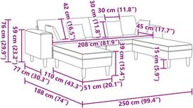 Sofa 3 vnt. Rožinė Aksomas