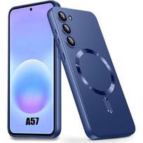 Dėklas Samsung Galaxy A57 5G, Skystas silikonas, Atsparus smūgiams, su magnetiniu žiedu, Tamsiai mėlynas mėlyna