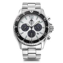 Orient Mako SOLAR PANDA Saulės Panda Pagaminta su Sidabriniu Laikrodžiu, Japonija, Gamintojo Garantija, RN-TX0203S, Vyriškas, Baltas,