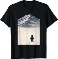 Penguin Walking Alone Toward Mountains Motivational Meme T-Shirt 2XL