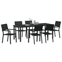 Garden Dining Set 7 pcs Black Powder Coated Steel