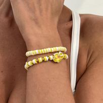 2pcs Set Boho Fashion Dopamine Colorful Flower Beaded Elastic Bracelets for Women Summer Beach Vacation Cute Sweet Jewelry Gifts
