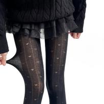 Gray Heart Bow Hollow Jacquard Patterns Women Stockings Sweet Girls Thigh High Stockings Women Tights Lingerie Pantyhose Female One Size