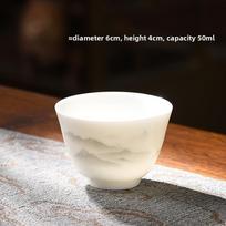 Mutton Fat Jade White Porcelain Kung Fu Tea Cup Master Cup Single Household Teacup for Tea Set <200ml