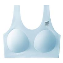 Girls' sports underwear, women's development period, thin ice silk tube top, anti-light student beautiful back, bra cover inside m【 30-40kg 】 šviesiai mėlyna spalva