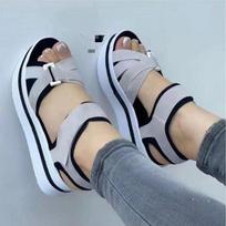 Women's Flip-flops Fish Mouth Shoes Casual Sports Style Fashion Velcro Flip-flops Beach Waterproof Platform 3~5cm Female Sandals 35