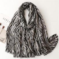 Fashion Women Zebra-Stripe Floral Viscose Shawl Scarf Print Soft Lady High Quality Pashmina Stole Muslim Hijab Wrap 180*90Cm