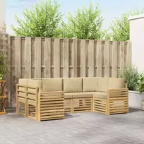 Lauko baldų komplektas Lauko sofos komplektas 6 vnt. 6 vietos Balta ir kreminė