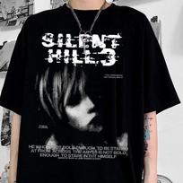 Retro Silent Hill 3 Tshirt Retro horror game player mens Tshirt pure cotton loosefitting casual couples men clothing 2XL