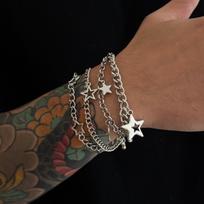 Ingemark 4 Pcs/Set Vintage Hollow Pentagram Pendant Bracelet Men Trend Punk Metal Adjustable Aesthetics Bracelets Couple Jewelry