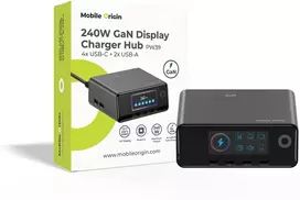 Mobile Origin 240W GaN Ekranas Charger Hub PW39 – 4x USB-C + 2x USB-A