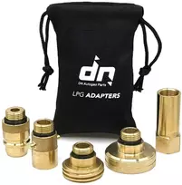 LPG Europos adapterių rinkinys 3/4" UNF (JIC) į M22 (21,8 mm), 5 dalių su DN Autogas Parts transportavimo krepšeliu