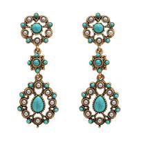 Bohemia Style Bohemian Turquoise Earrings Turquoise Jewelry Accessories Ethnic Style Tassel Earrings Green Water Drop Geometric