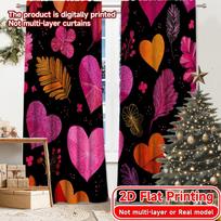 2D Flat Printing,2pcs Hearts Mosaic(1) Popular Curtains Digital Printed Polyester Easy Install Curtains Room Decor for Bedroom 60×150cm