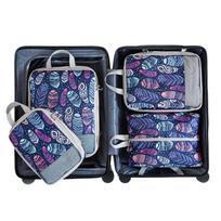 4pcs/set Large Capacity Compression Storage Bag Printed Luggage Storage Bags Set  Clothes Style2