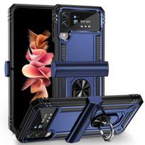 Anti-Drop Stovelis Žiedas Laikiklis Telefono Dėklas Skirtas Samsung Galaxy Z Flip4 Flip 3 Zflip4 Flip 4 5g Flip3 Kritimo Apsaugos Dėklai for Samsung Z Flip 4 mėlyna
