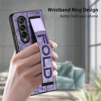 Plonas telefono krepšys apyrankės odinis dėklas, skirtas Samsung Galaxy Z Fold4 5g sulankstomas 4 sulankstomas 3 sulankstomas 3 anti-shock dangtelis, skirtas Samsung Fold4 for Samsung Z Fold 3 violetinė