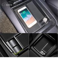 SRXTZM naujo automobilio belaidžio įkroviklio telefono laikiklis porankio laikymo dėžutės dėklas, skirtas iPhone Samsung konsolės dėklas, skirtas Tesla modeliui XS