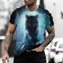 2025 Wolf T-shirt Men's Animal Printed Short Sleeve Top 3D Casual Street Men's T-shirt Loose T-shirt Men's Retro Clothing Lightw S