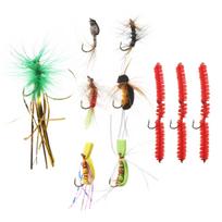 9  Fly Fishing Rod and Reel Combo with Carry Bag 10 Flies Complete Starter Package Fly Fishing Kit žalia