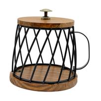 Coffee Pod Holder, Metal Large Capacity Wooden Coffee Capsule Holder Container for Countertop, Kitchen, Cafe, Desktop, Office juoda