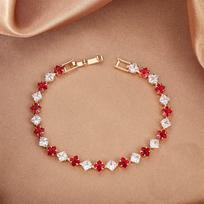 Cross-border Gold-plated Zircon Tennis Bracelet with Colorful Bling and Minimalist Design 4x4 Platinum - 17cm brown