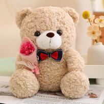 Cute rose teddy bear doll plush toy bear hug bear doll girl sleeping soothing rag doll 25cm（0.23kg） šviesiai ruda spalva
