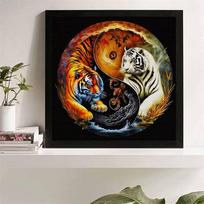 New Arrival 5D DIY Full Circle Diamond Painting  Tai Chi Tiger Picture  Embroidery Cross Stitch Home Decor Gift 20x20cm