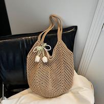 Summer Beach Woven Tote Bag For Women Hollow-out Lightweight Large Capacity Shopper Shoulder Bag