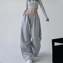 Harajuku Wide Leg Sweatpants Women's Streetwear Baggy Oversize Gray Sports Pants High Waist Drawstring Casual Joggers Trousers XS pilka spalva