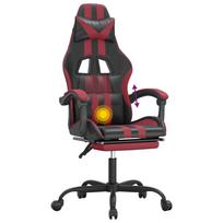 Gaming Chair with Footrest Swivel Black & Burgundy Artificial Leather