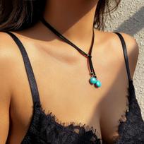 Bohemia Vintage Necklace Velvet Rope Choker Women Fashion Neck Chain Oval Charm Necklace Bracelet Jewelry Party Y2K Girls Gifts