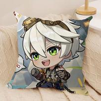 Bennett Cute Genshin Impact Cushion Cover Silky Short Plush Invisible Zipper Dustproof Sofa Pillow Case For Home Decor Peach skin 18*18(CM)-1Pcs