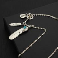 S925 Sterling Silver Jewelry Thai Silver Takahashi Goro Classic Feather Inlaid Turquoise Sweater Pendant 50cm
