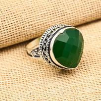 Heart Shape Green Onyx Gemstone Handmade 925 Sterling Silver Ring Vintage Jewelry For Gift 4 žalia