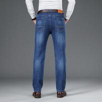 Jeans Men'S Autumn Cotton Elastic High Waisted Denim Pants Simple And Atmospheric Men'S Business 29 šviesiai mėlyna spalva