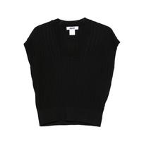 Marškiniai be rankovių moterims, Juoda, S/l rib v neck swtr