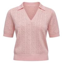 Megztinis moterims, Rožinė, Short sleeve rib pol